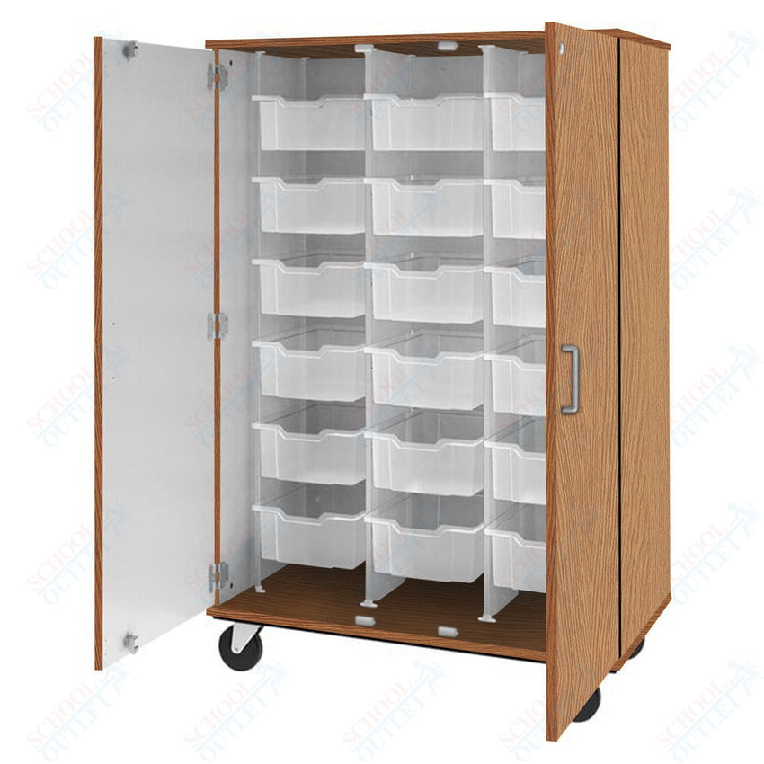 67" Tall Assembled Mobile Bin Storage Cabinet with 18 6" Bins (80249 F67) - SchoolOutlet