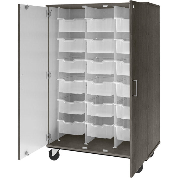 67" Tall Assembled Mobile Bin Storage Cabinet with 18 6" Bins (80249 F67) - SchoolOutlet