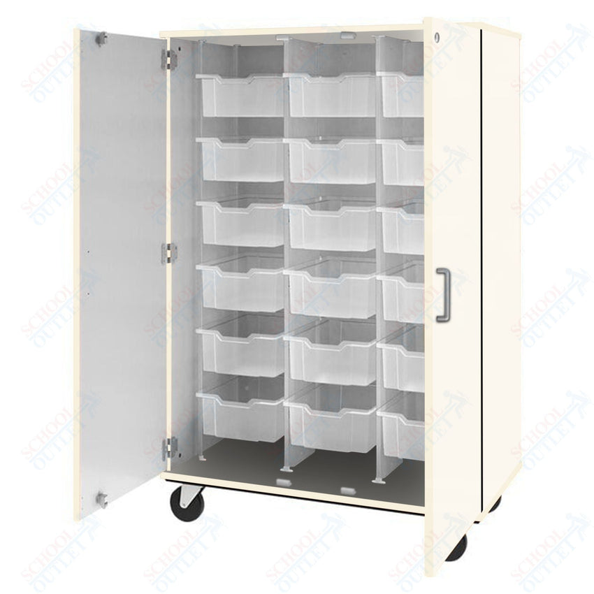 67" Tall Assembled Mobile Bin Storage Cabinet with 18 6" Bins (80249 F67) - SchoolOutlet