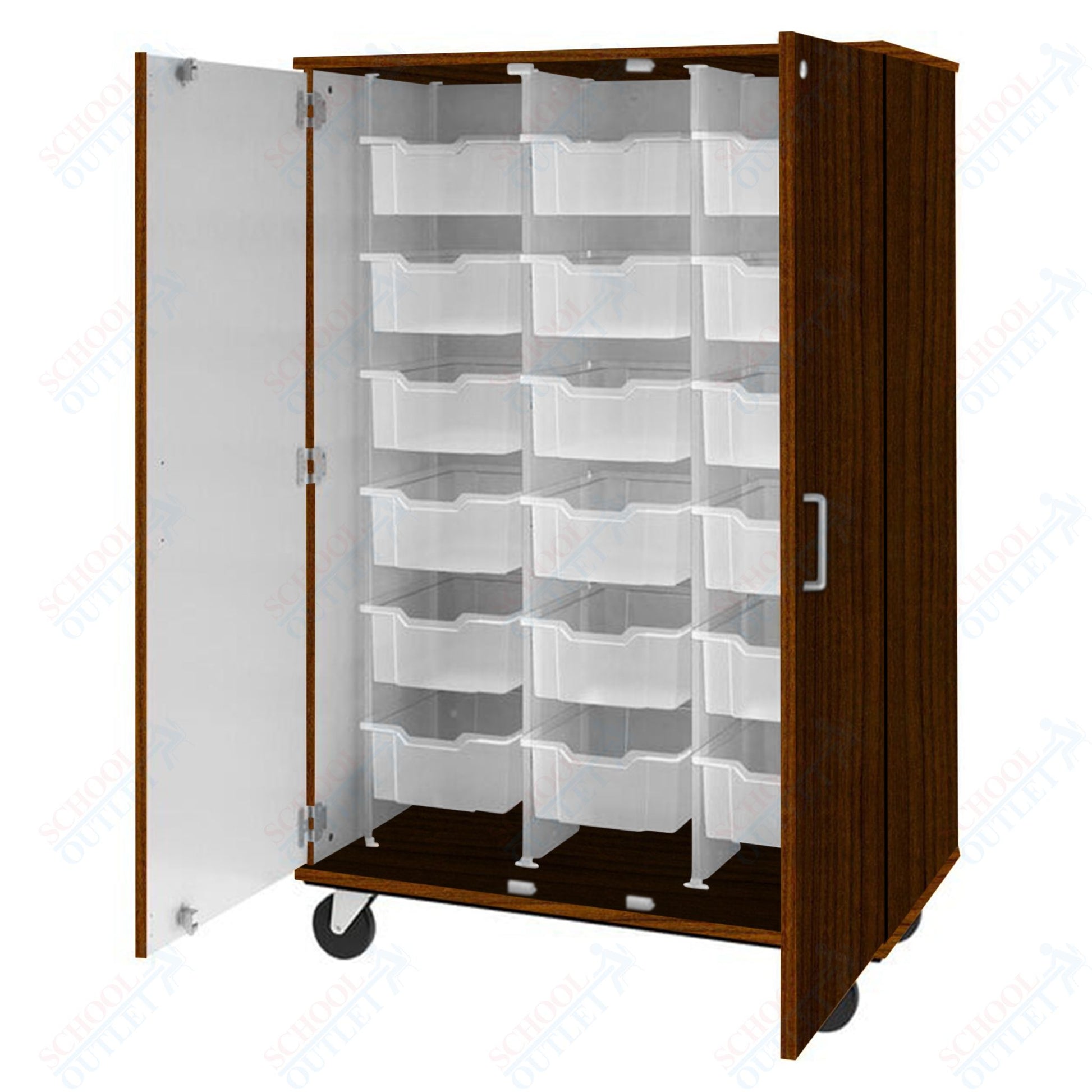 67" Tall Assembled Mobile Bin Storage Cabinet with 18 6" Bins (80249 F67) - SchoolOutlet