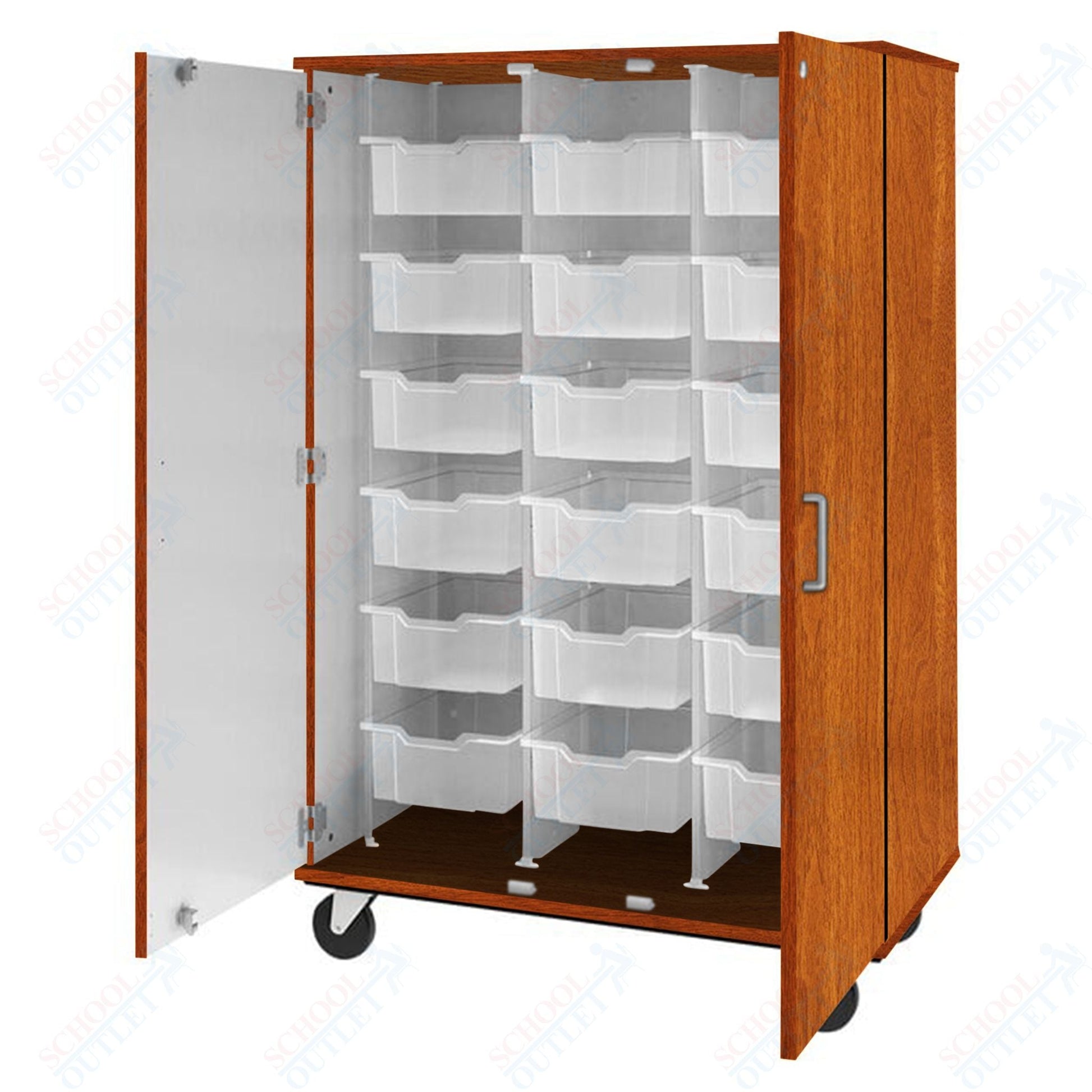 67" Tall Assembled Mobile Bin Storage Cabinet with 18 6" Bins (80249 F67) - SchoolOutlet