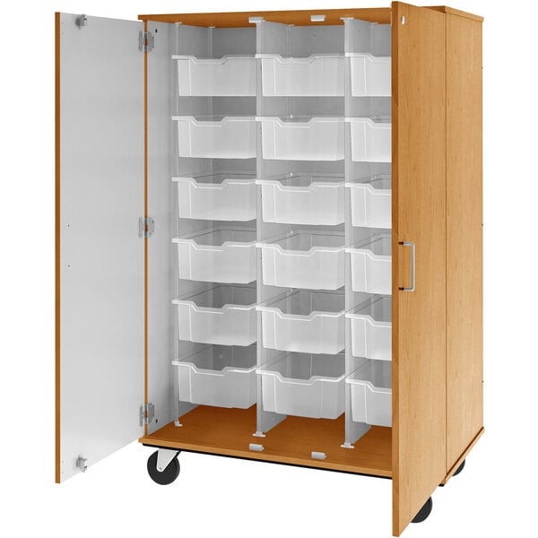 67" Tall Assembled Mobile Bin Storage Cabinet with 18 6" Bins (80249 F67) - SchoolOutlet