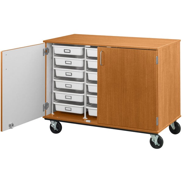 36" Tall Assembled Mobile 18 Trays Storage Cabinet with Doors (80275 F36) - SchoolOutlet