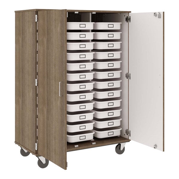 67" Tall Assembled Mobile 36 Trays Storage Cabinet with Lockable Doorss (80275 F67) - SchoolOutlet