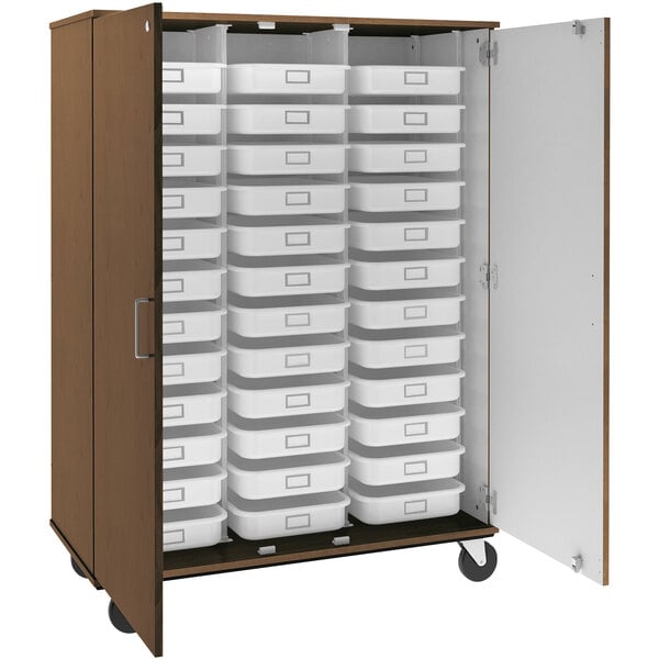 67" Tall Assembled Mobile 36 Trays Storage Cabinet with Lockable Doorss (80275 F67) - SchoolOutlet