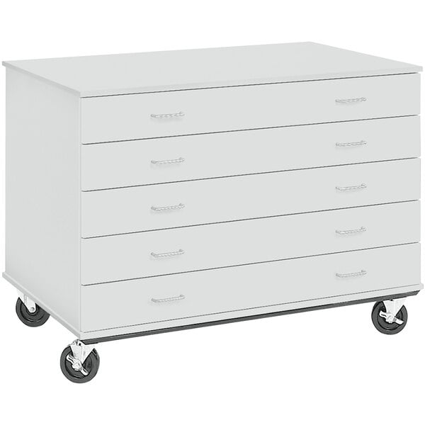 36" Tall Assembled Five Drawer Mobile Storage Cabinet with Lock (80392 F36) - SchoolOutlet