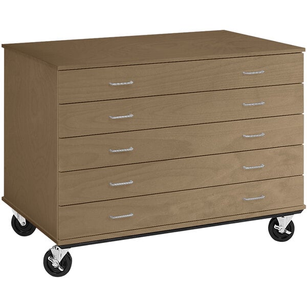 36" Tall Assembled Five Drawer Mobile Storage Cabinet with Lock (80392 F36) - SchoolOutlet