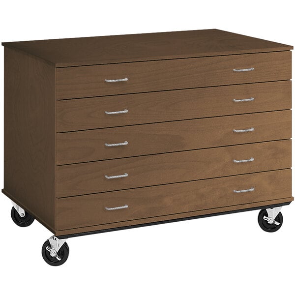 36" Tall Assembled Five Drawer Mobile Storage Cabinet with Lock (80392 F36) - SchoolOutlet