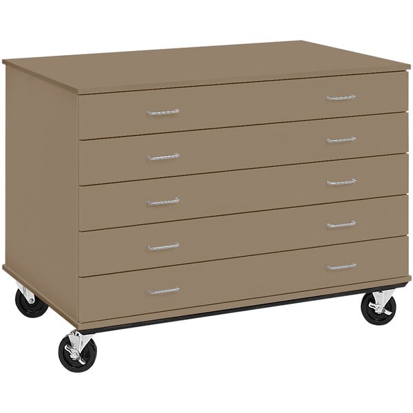 36" Tall Assembled Five Drawer Mobile Storage Cabinet with Lock (80392 F36) - SchoolOutlet