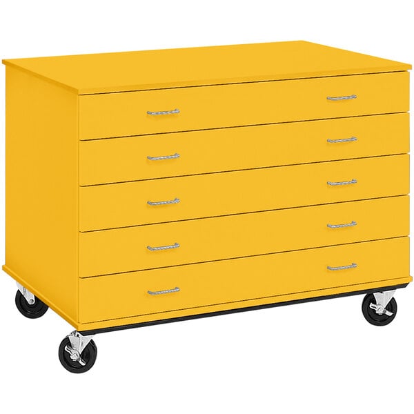 36" Tall Assembled Five Drawer Mobile Storage Cabinet with Lock (80392 F36) - SchoolOutlet