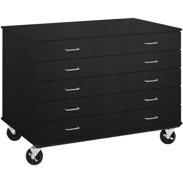 36" Tall Assembled Five Drawer Mobile Storage Cabinet with Lock (80392 F36) - SchoolOutlet