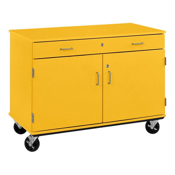 36" Tall Assembled Two Door Mobile Storage Cabinet with Drawer (80430 F36) - SchoolOutlet