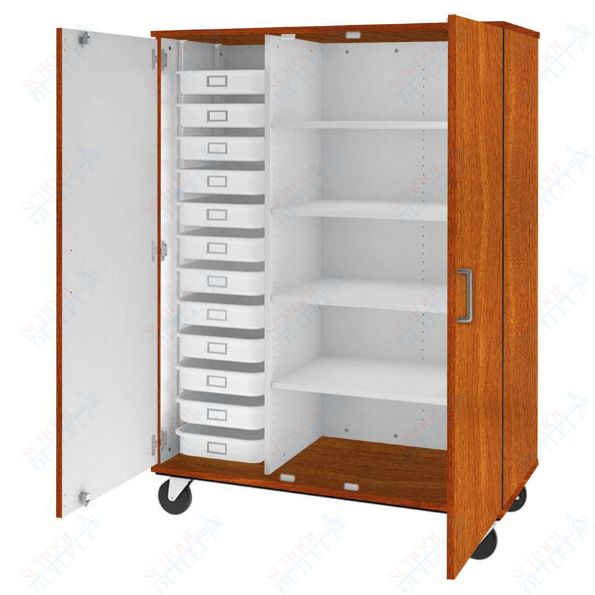 67" Tall Assembled Mobile 4 Shelves Storage Cabinet with 12 Trays (80599 F67) - SchoolOutlet