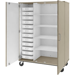 67" Tall Assembled Mobile 4 Shelves Wardrobe/Shelf Storage with Lockable Doors (80603 F67)