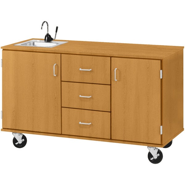 59" Wide Assembled Demonstration Station with Sink, 3 Drawers and 2 Storage Cabinets (80741 F36) - SchoolOutlet