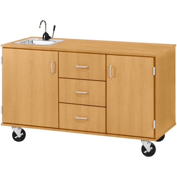 59" Wide Assembled Demonstration Station with Sink, 3 Drawers and 2 Storage Cabinets (80741 F36) - SchoolOutlet