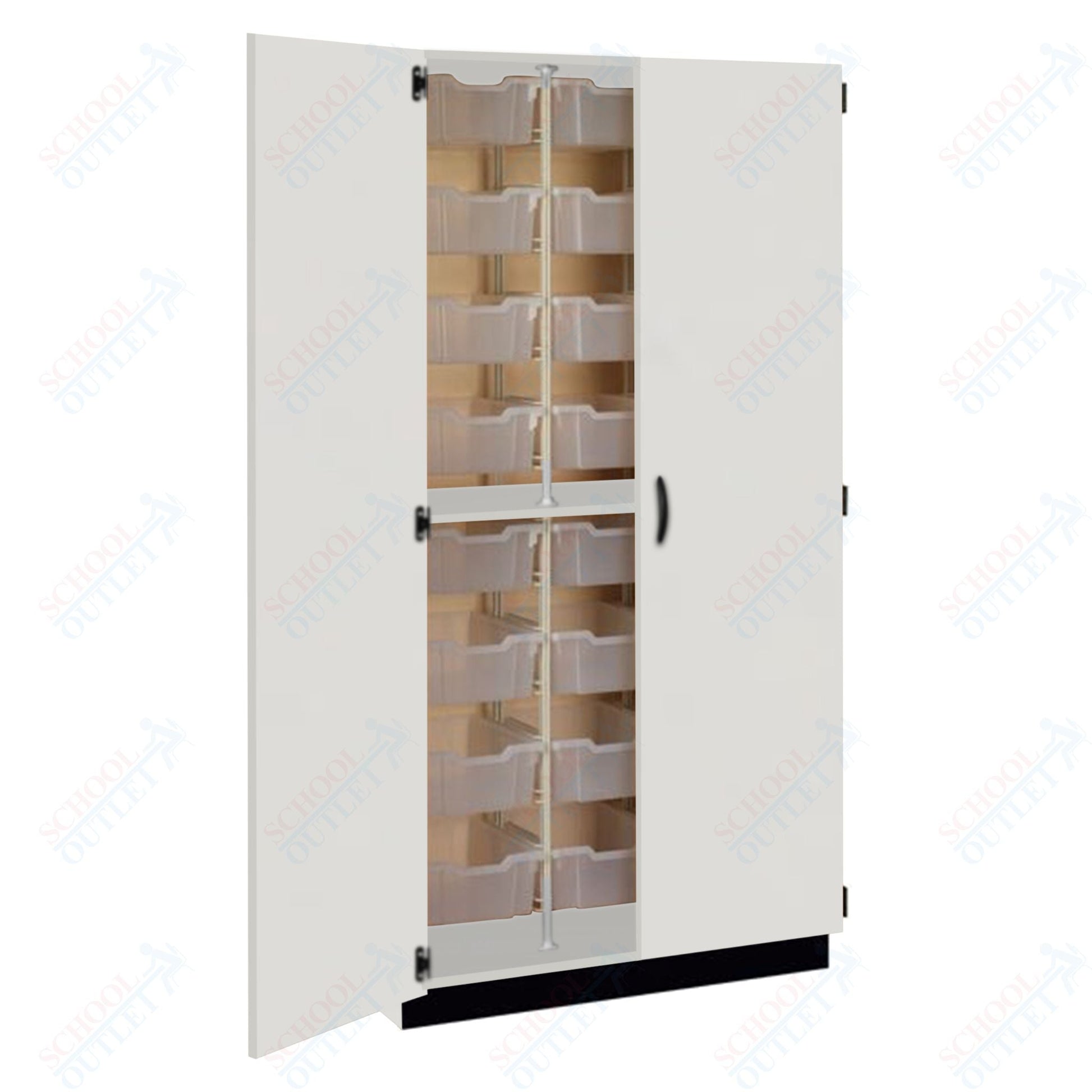 Tall Units 48 3" Bin Trays with Door, Lock and Base Molding (83243 K84) - SchoolOutlet