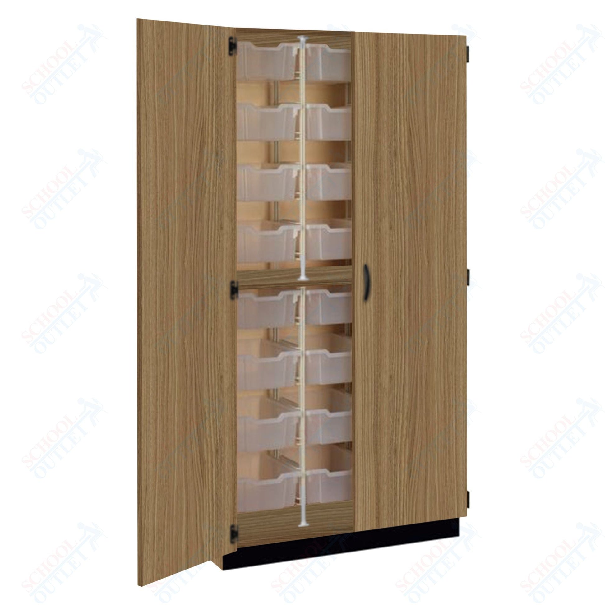 Tall Units 48 3" Bin Trays with Door, Lock and Base Molding (83243 K84) - SchoolOutlet