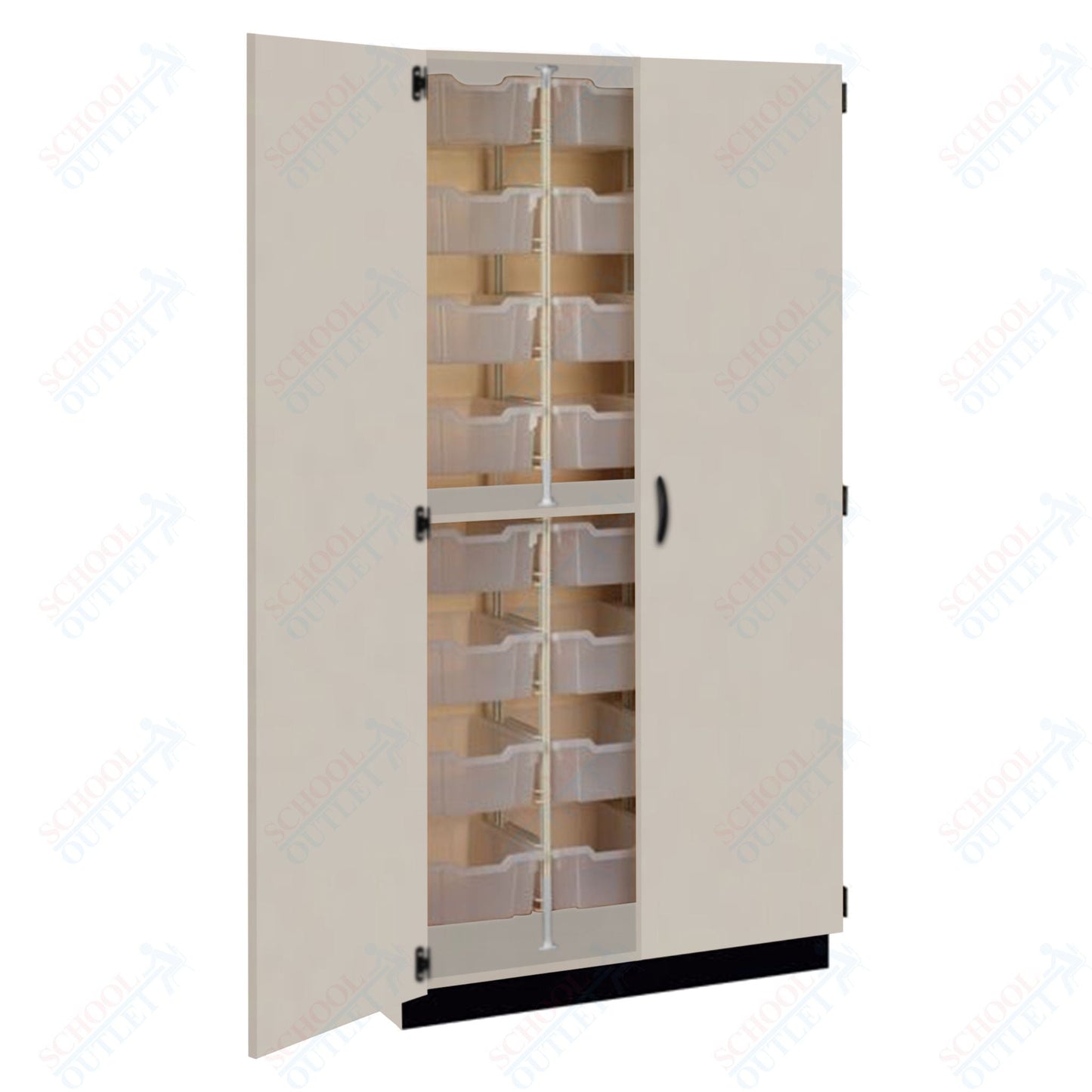 Tall Units 48 3" Bin Trays with Door, Lock and Base Molding (83243 K84) - SchoolOutlet