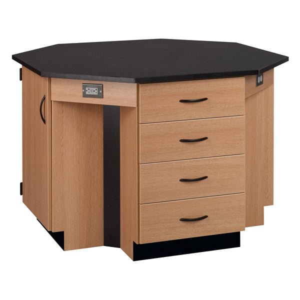 56"W Chemical Resistant Laminate Top Four Student Octagon Island Table (84070 K36 21) - SchoolOutlet