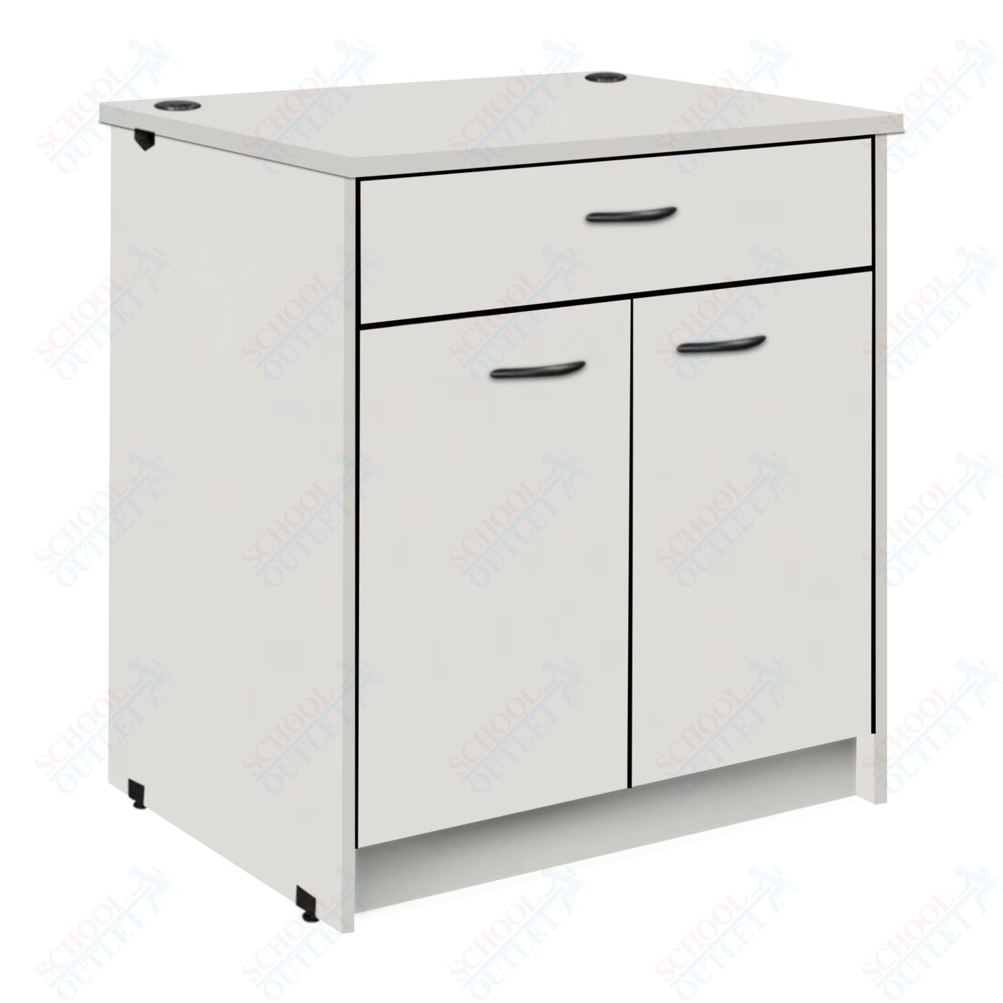 Lockable Circulation Desk Station with Drawer and Adjustable Shelf Unit (88012 H40) - SchoolOutlet