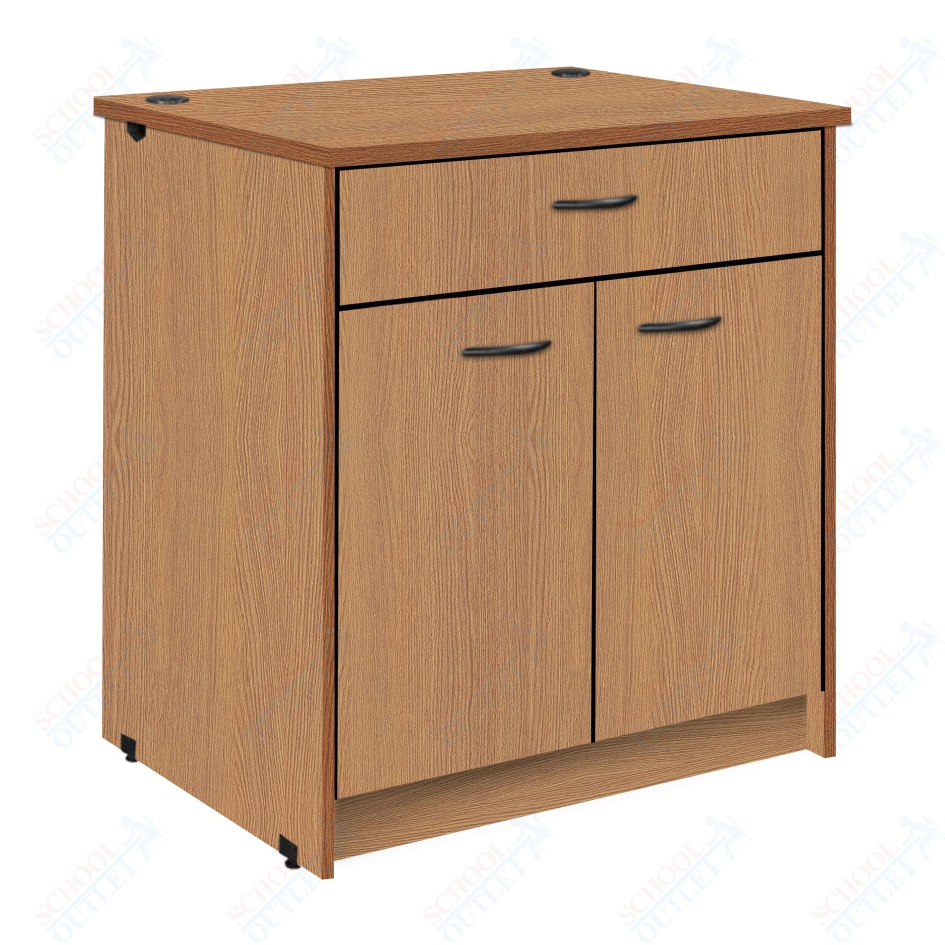 Lockable Circulation Desk Station with Drawer and Adjustable Shelf Unit (88012 H40) - SchoolOutlet