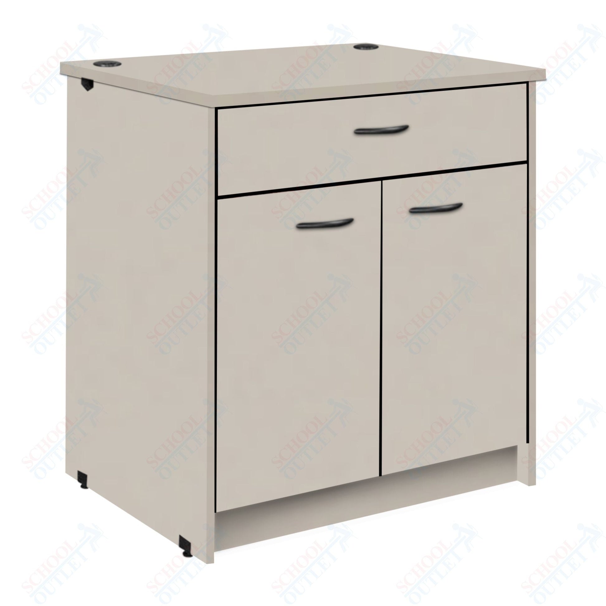 Lockable Circulation Desk Station with Drawer and Adjustable Shelf Unit (88012 H40) - SchoolOutlet