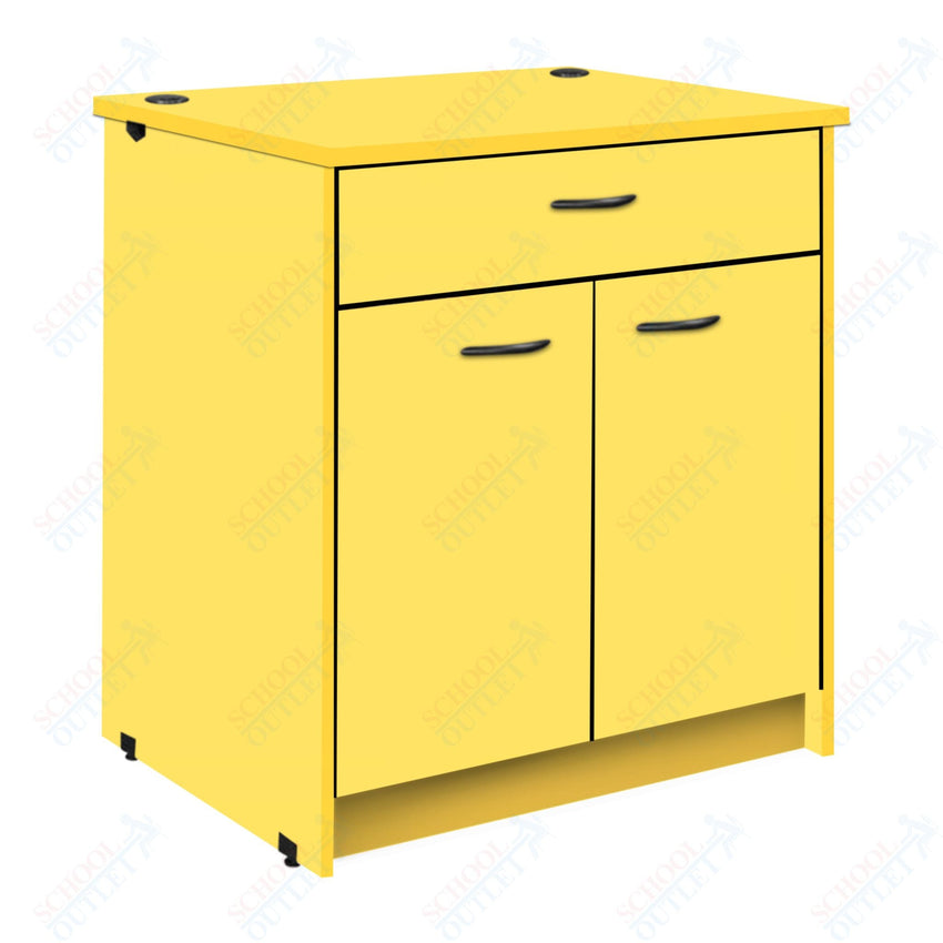 Lockable Circulation Desk Station with Drawer and Adjustable Shelf Unit (88012 H40) - SchoolOutlet