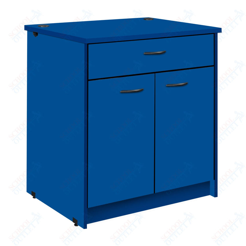 Lockable Circulation Desk Station with Drawer and Adjustable Shelf Unit (88012 H40) - SchoolOutlet