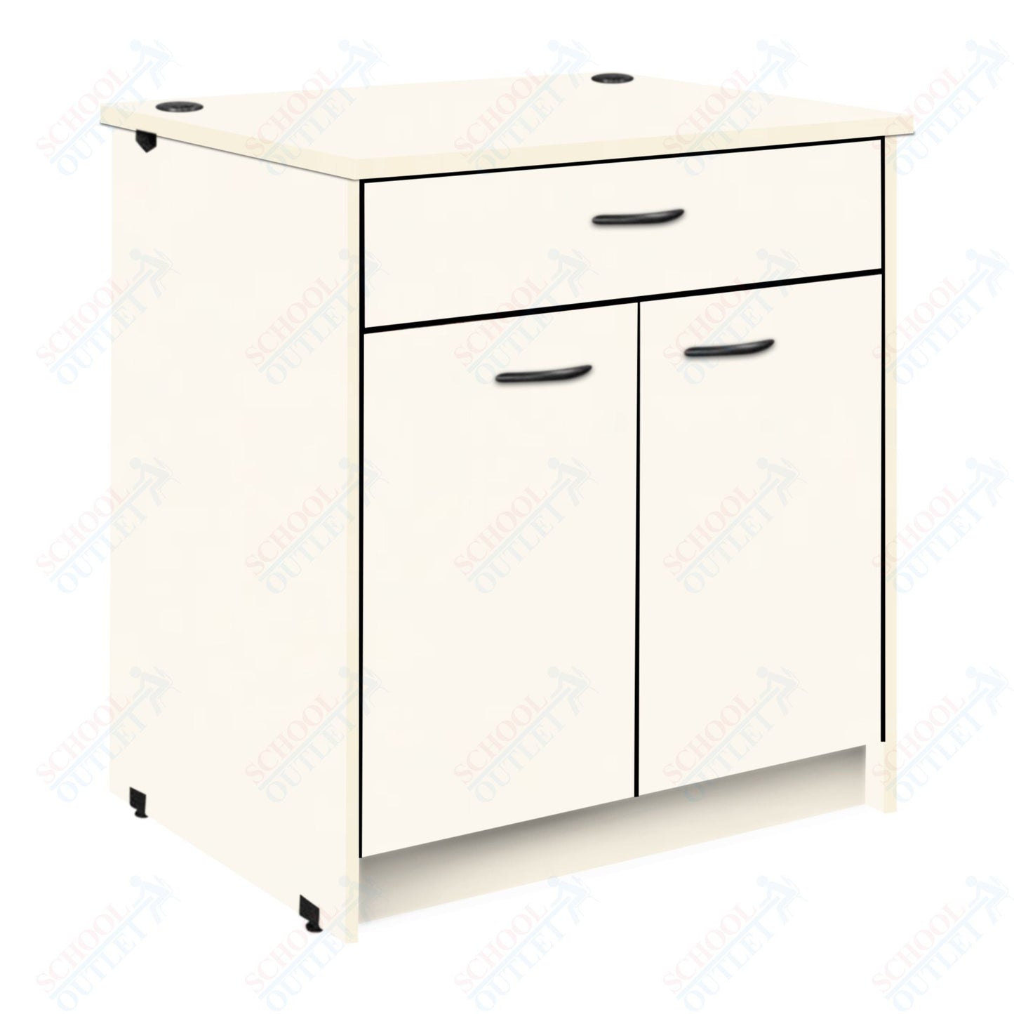 Lockable Circulation Desk Station with Drawer and Adjustable Shelf Unit (88012 H40) - SchoolOutlet