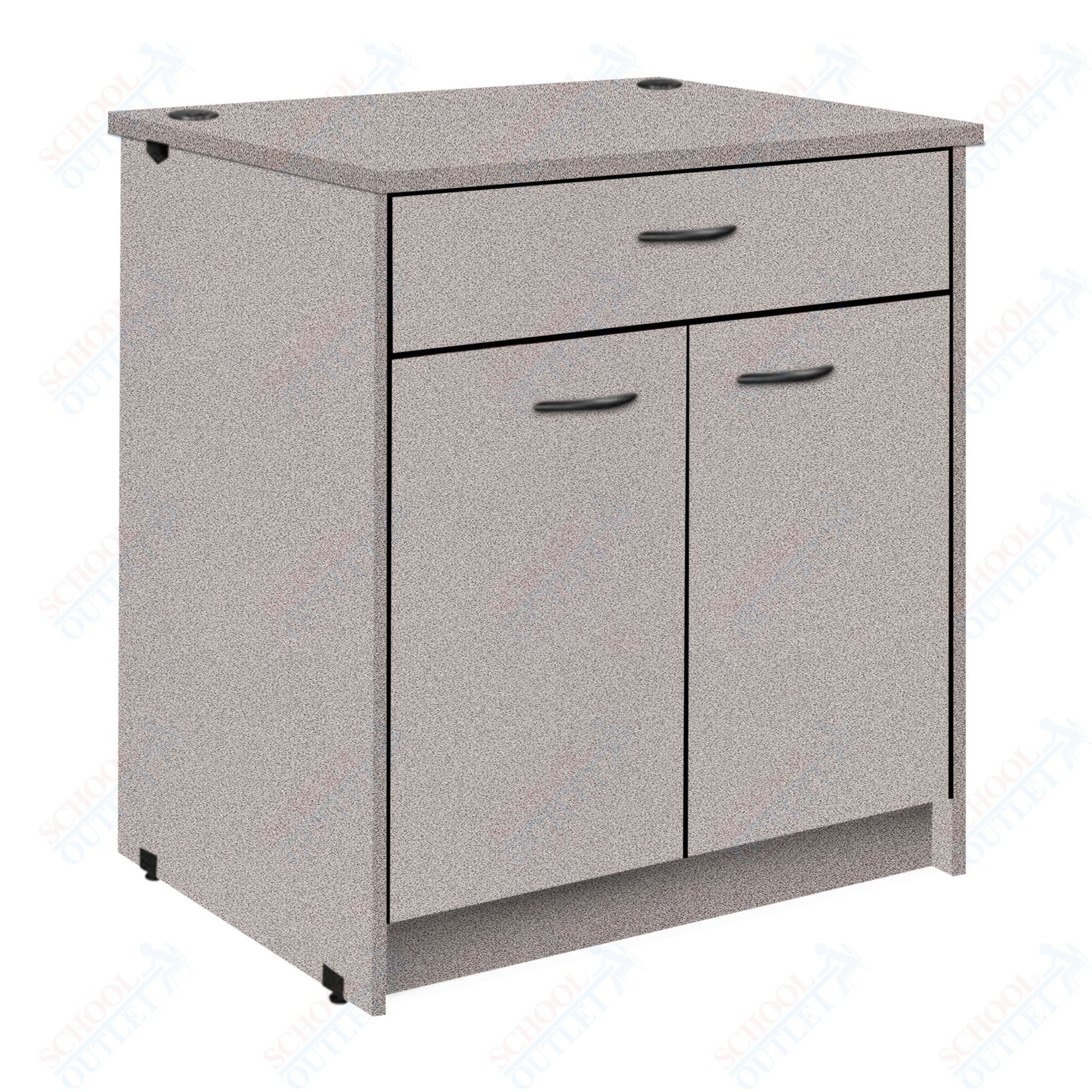 Lockable Circulation Desk Station with Drawer and Adjustable Shelf Unit (88012 H40) - SchoolOutlet