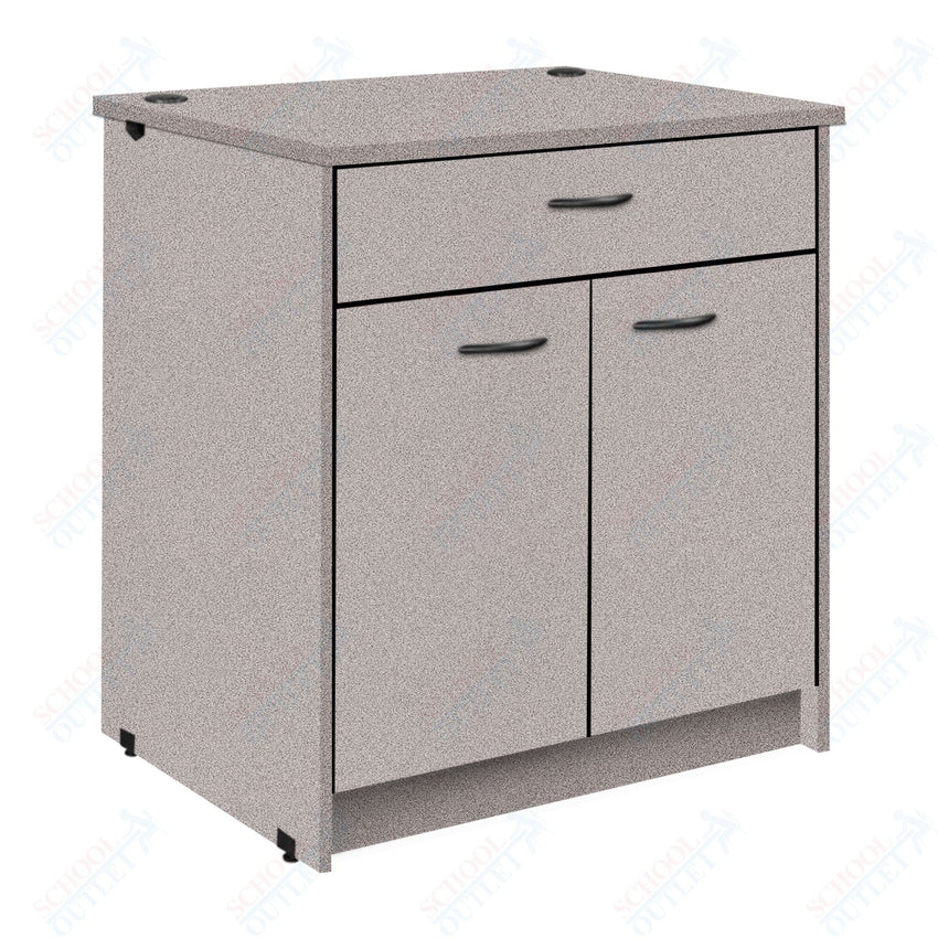 Lockable Circulation Desk Station with Drawer and Adjustable Shelf Unit (88012 H40) - SchoolOutlet