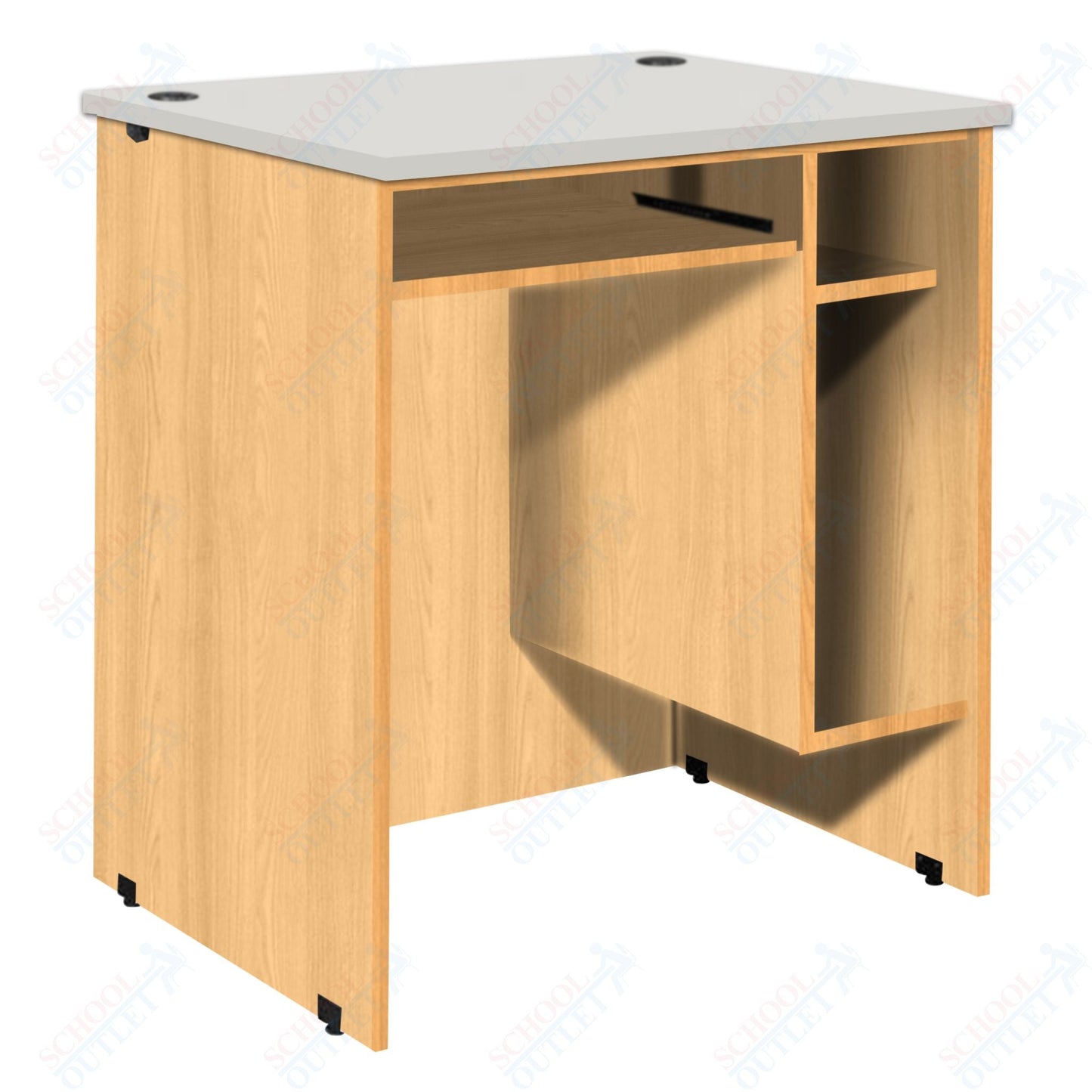 CPU Station with Pullout Keyboard Tray, CPU Compartment and Adjustable Shelf (88032 Z40) - SchoolOutlet