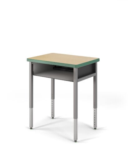 USA Capitol Focus Classroom Student Desk, Adjustable Height 22" - 33", Hard Plastic Top and Book Box (311) - SchoolOutlet