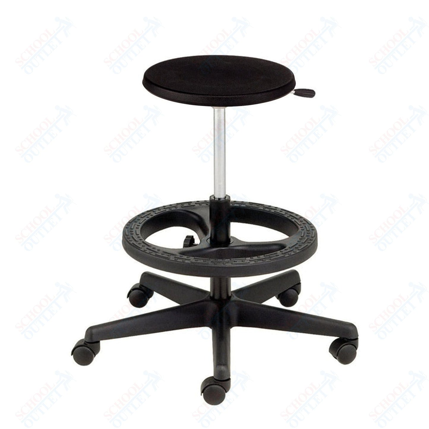 USA Capitol Euroflex Teacher/Lab Poly Seat Stool with Foot ring Adjustable Height 13.5" - 18" (3185) - SchoolOutlet