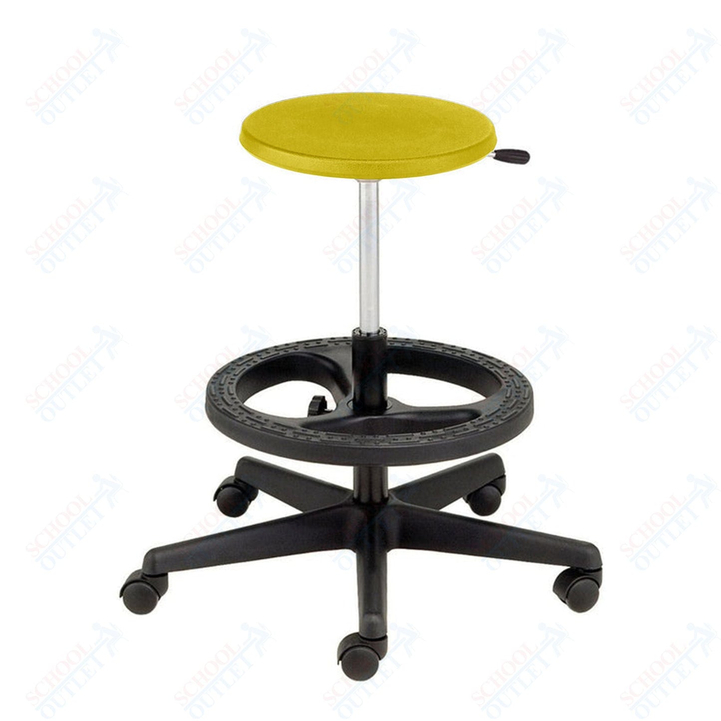 USA Capitol Euroflex Teacher/Lab Poly Seat Stool with Foot ring Adjustable Height 13.5" - 18" (3185) - SchoolOutlet