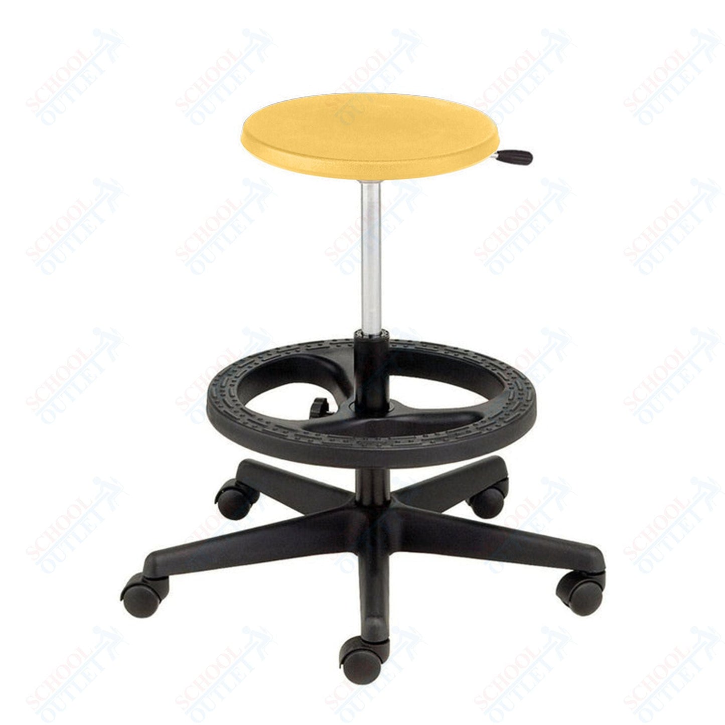 USA Capitol Euroflex Teacher/Lab Poly Seat Stool with Foot ring Adjustable Height 13.5" - 18" (3185) - SchoolOutlet