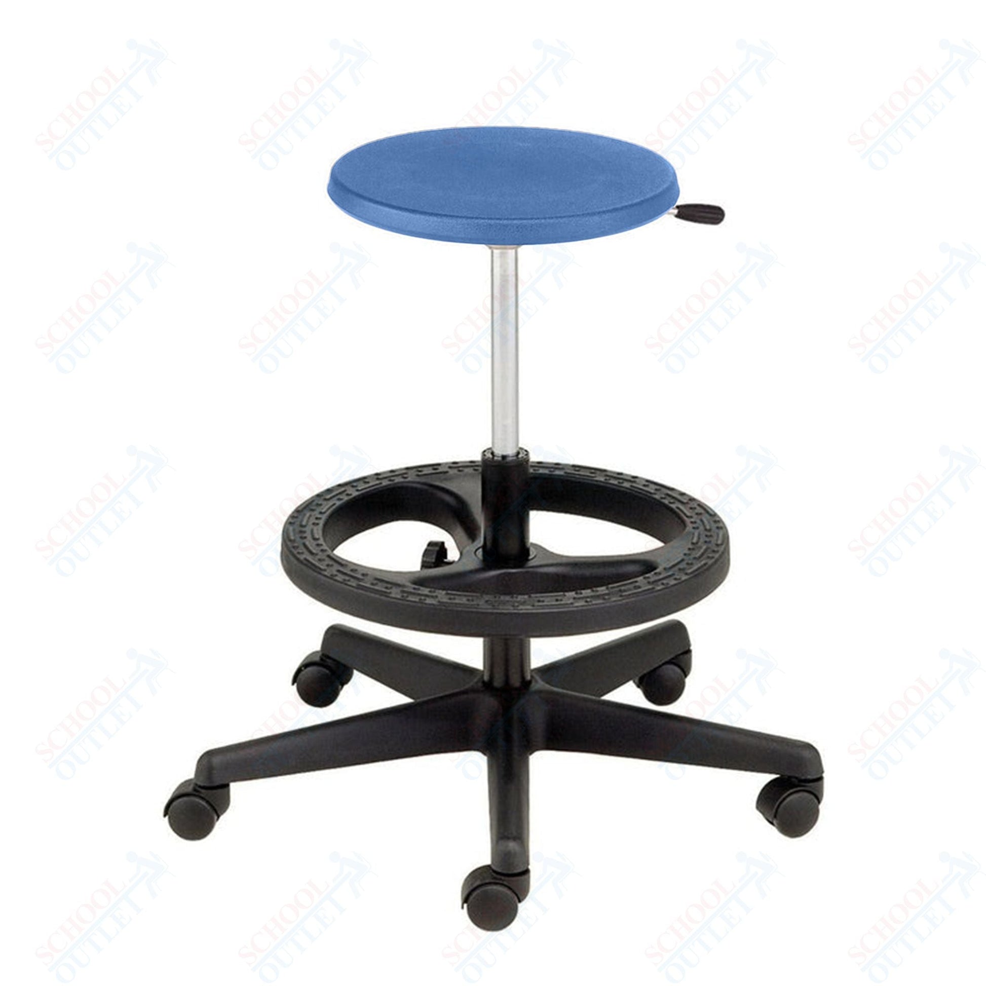 USA Capitol Euroflex Teacher/Lab Poly Seat Stool with Foot ring Adjustable Height 13.5" - 18" (3185) - SchoolOutlet