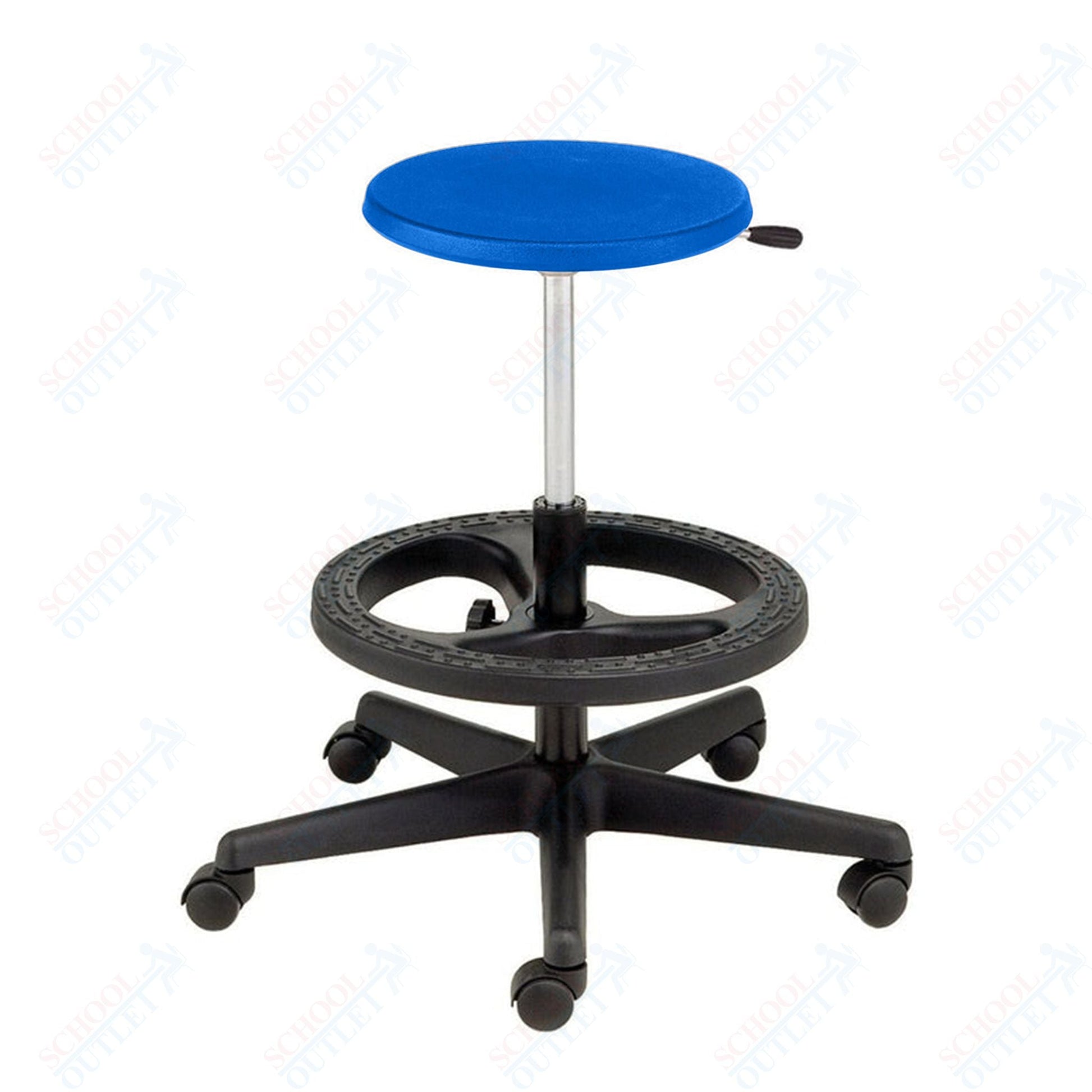 USA Capitol Euroflex Teacher/Lab Poly Seat Stool with Foot ring Adjustable Height 13.5" - 18" (3185) - SchoolOutlet