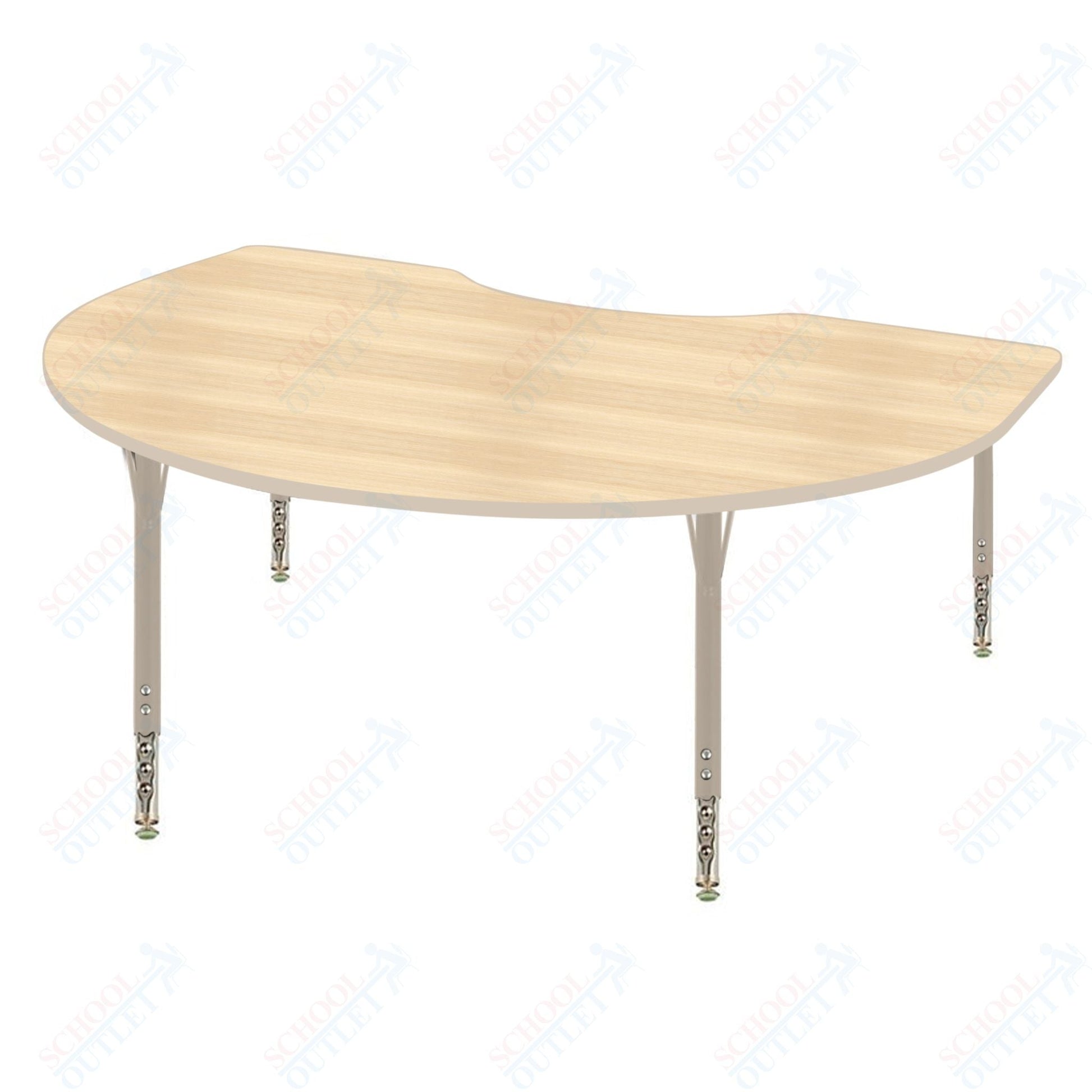 USA Capitol 36" x 60" Kidney Activity Table Adjustable Height 23" - 31" (3660KSE) - SchoolOutlet