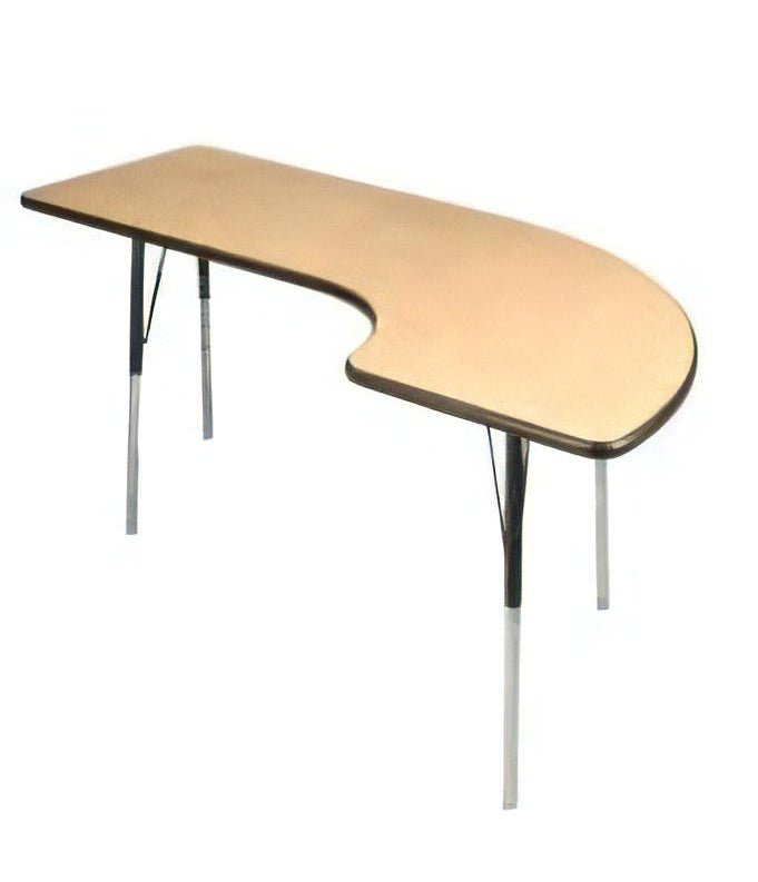 USA Capitol 36" x 72" Half Horseshoe Left Side Activity Table Adjustable Height 23" - 31" (3672HHSLSE) - SchoolOutlet