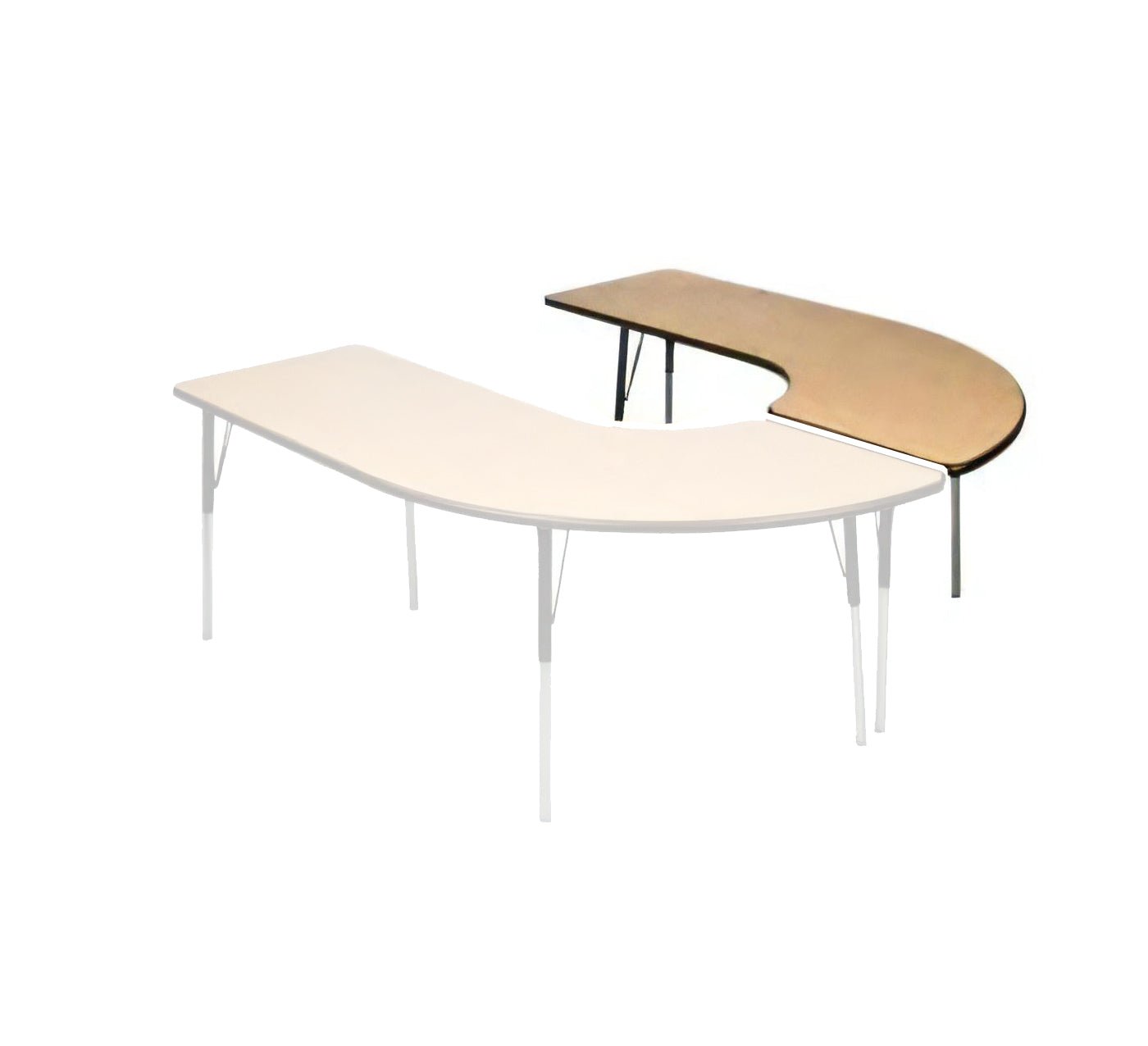 USA Capitol 36" x 72" Half Horseshoe Left Side Activity Table Adjustable Height 23" - 31" (3672HHSLSE) - SchoolOutlet