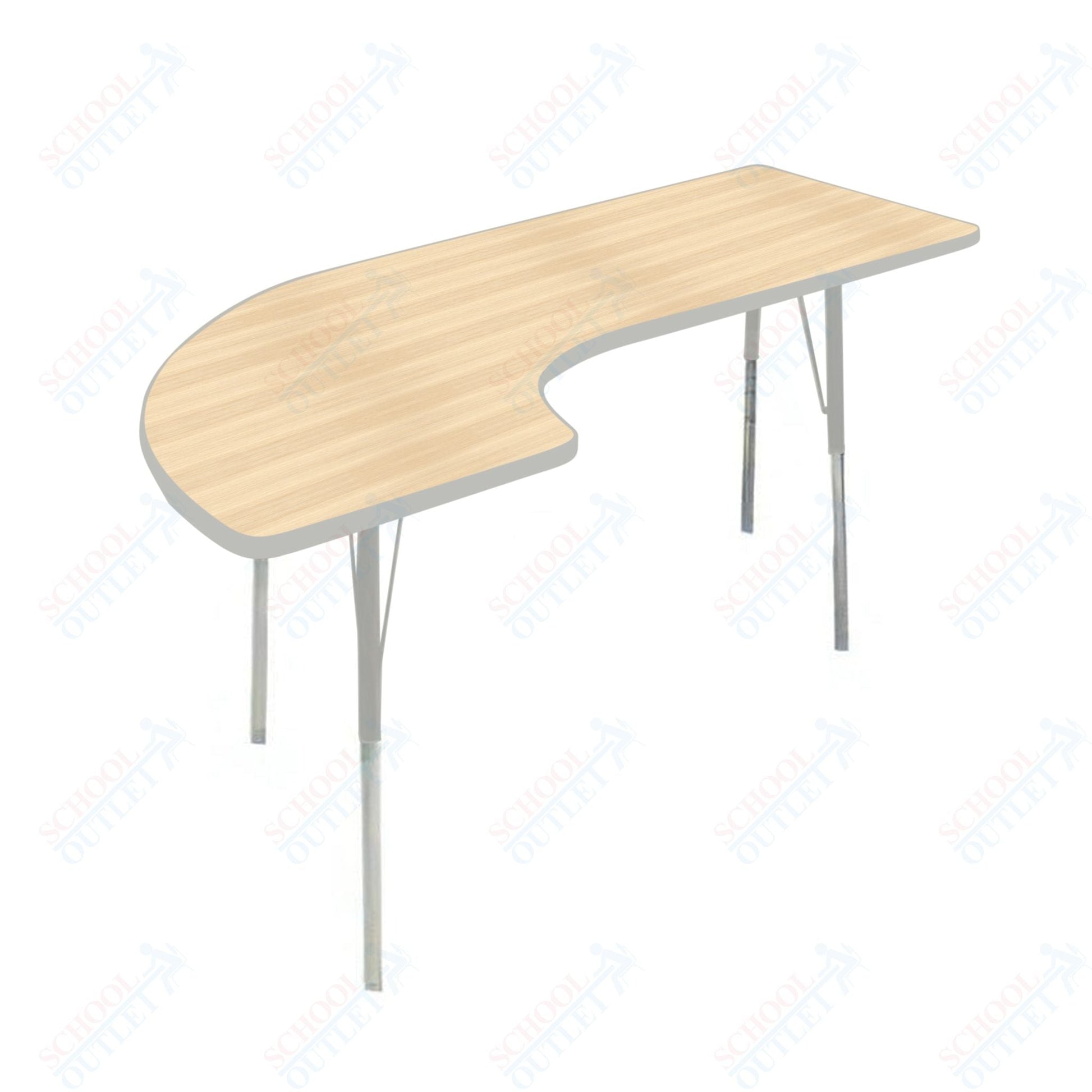 USA Capitol 36" x 72" Half Horseshoe Right Side Activity Table Adjustable Height 23" - 31" (3672HHSSE) - SchoolOutlet