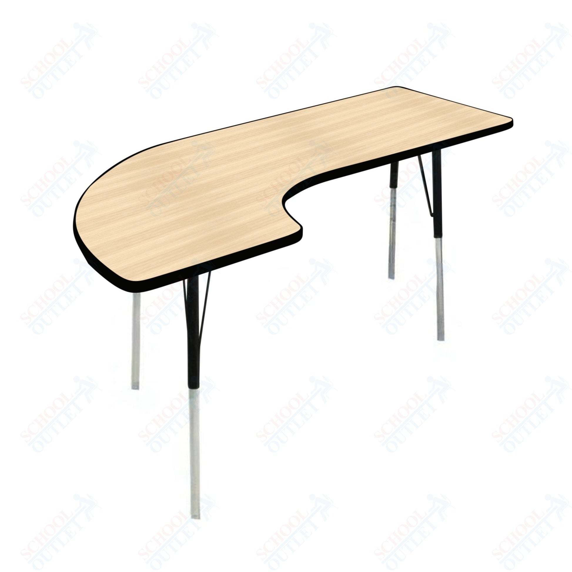 USA Capitol 36" x 72" Half Horseshoe Right Side Activity Table Adjustable Height 23" - 31" (3672HHSSE) - SchoolOutlet