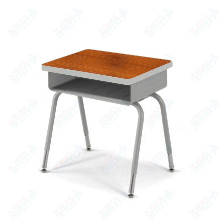 USA Capitol Aptitude Open Front Student Desk, Adjustable Height 23.5" - 30.5", Hard Plastic Top (400) - SchoolOutlet