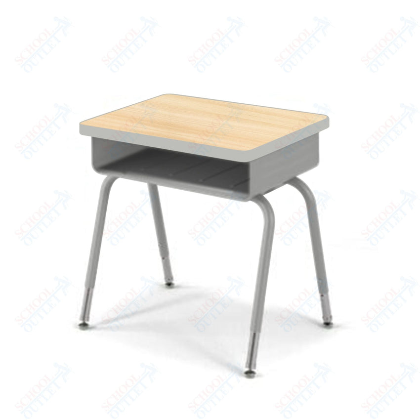 USA Capitol Aptitude Open Front Student Desk, Adjustable Height 23.5" - 30.5", Hard Plastic Top (400) - SchoolOutlet