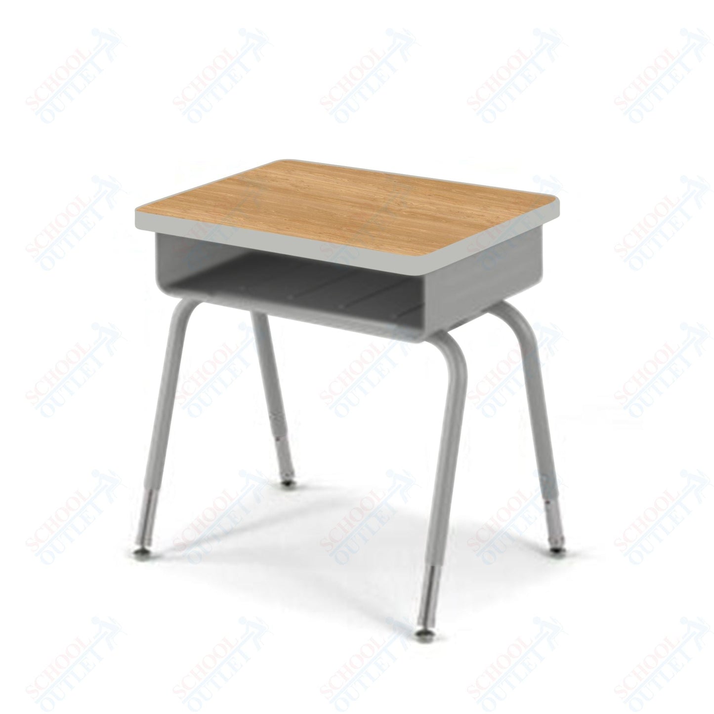 USA Capitol Aptitude Open Front Student Desk, Adjustable Height 23.5" - 30.5", Hard Plastic Top (400) - SchoolOutlet