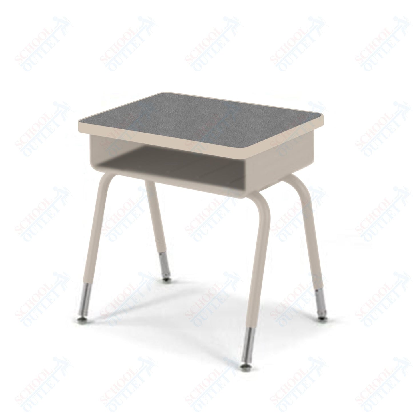 USA Capitol Aptitude Open Front Student Desk, Adjustable Height 23.5" - 30.5", Hard Plastic Top (400) - SchoolOutlet