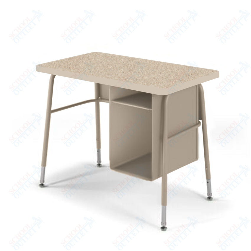 USA Capitol Aptitude Jr. Executive Student Desk, Adjustable Height 23.5" - 29.5", Laminate Top w/ Sprayed Edge with Book Box (410SE) - SchoolOutlet