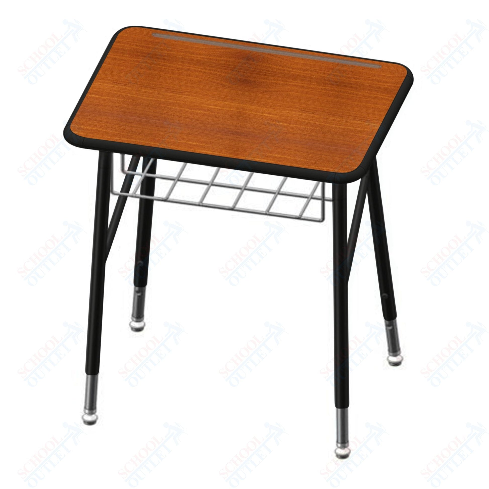 USA Capitol Aptitude Insight Desk, Adjustable Height 23.5" - 29.5", Hard Plastic Top and Wire Basket (440P) - SchoolOutlet